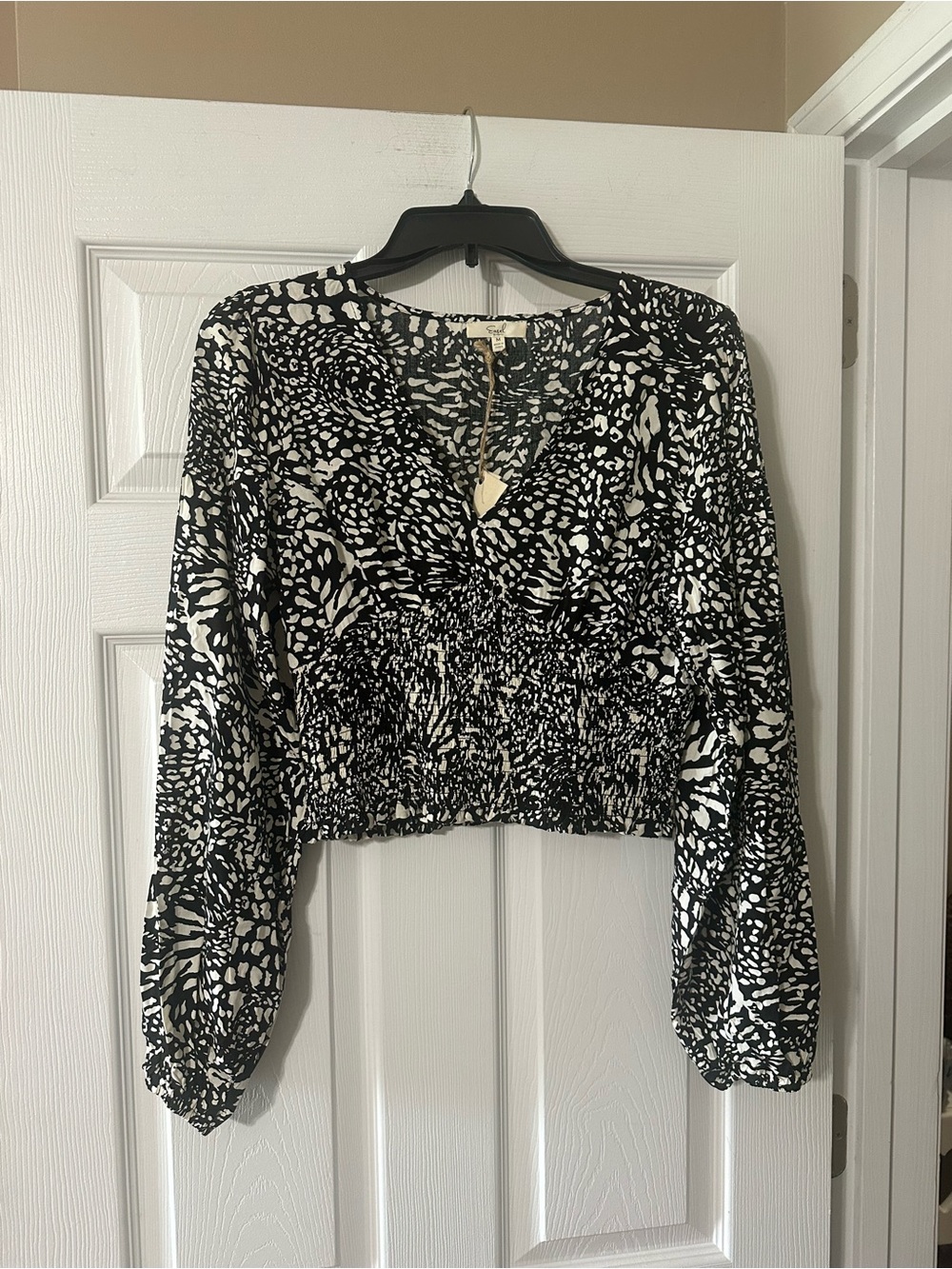 Easel Brand Smocked Crop Top
